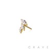 316L SURGICAL STEEL THREADLESS PUSH IN CZ MARQUISE FAN DROP TOP PART